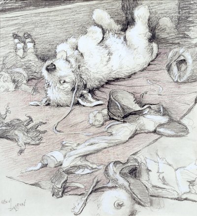 Mischievous Puppy by Cecil Charles Windsor Aldin